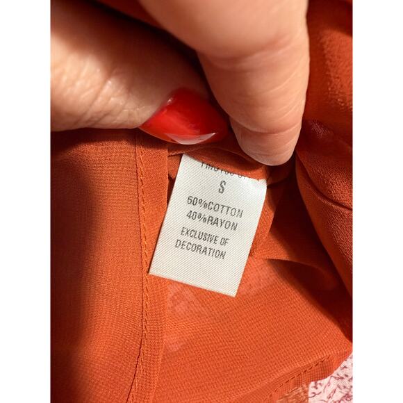 THML Red Pink Dot Print Ruffle Sleeve Dress Size S - Picture 4 of 5